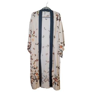 Easel Duster Length Butterfly Print Kimono